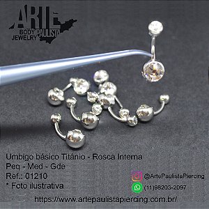 Banana (Umbigo) Básico Titânio ASTM-F136 Cristal Rosca Interna